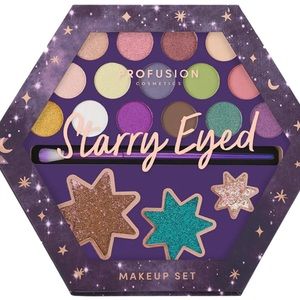 NEW Profusion Cosmetics Starry Eyes 18 Shade Palette and Brush Set